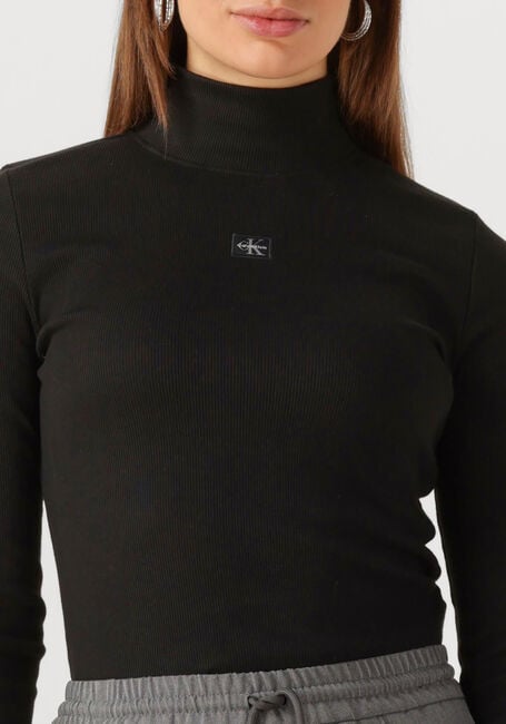 Schwarze CALVIN KLEIN Rollkragenpullover LS WOVEN LABEL TURTLENECK - large