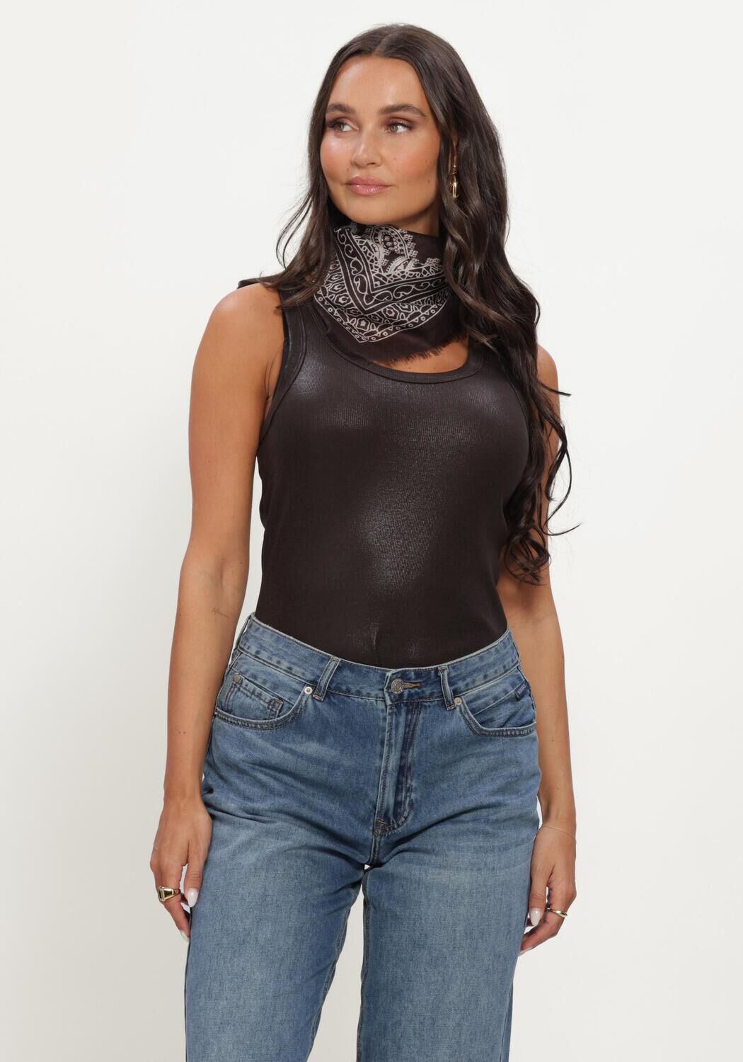 Braune SUMMUM Tops & T-shirts RIB TANKTOP COTTON RIB - large