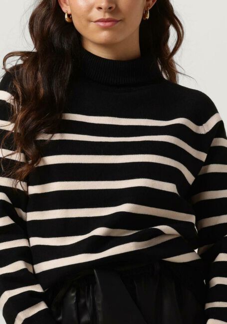 Schwarze NOTRE-V Rollkragenpullover STRIPE KNIT SWEATER - large