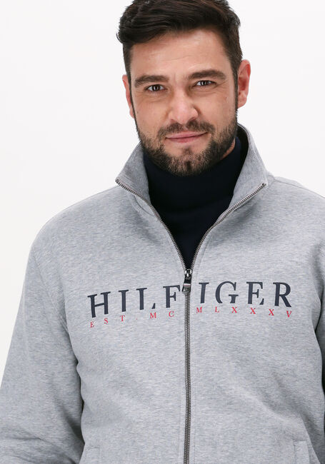 Hellgrau TOMMY HILFIGER Strickjacke HILFIGER LOGO ZIP THROUGH - large