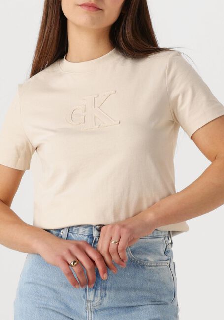 Beige CALVIN KLEIN T-shirt CK APPLIQUE REGULAR TEE - large