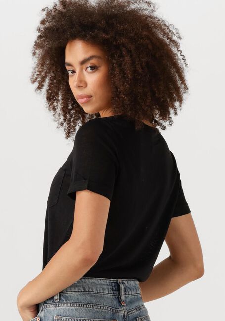 Schwarze OBJECT T-shirt OBJETESSI SLUB S/S V-NECK NOOS - large