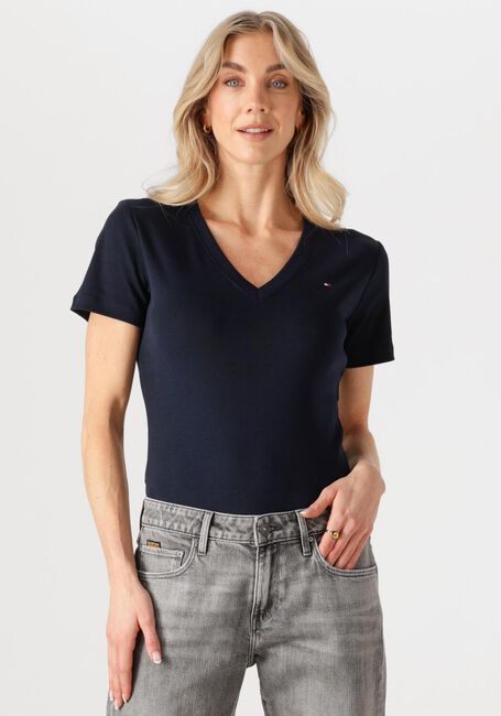 Dunkelblau TOMMY HILFIGER T-shirt NEW SLIM CODY V-NK SS - large