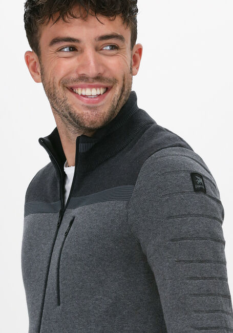 Graue VANGUARD Strickjacke ZIP JACKET COTTON BONDED MELAN - large