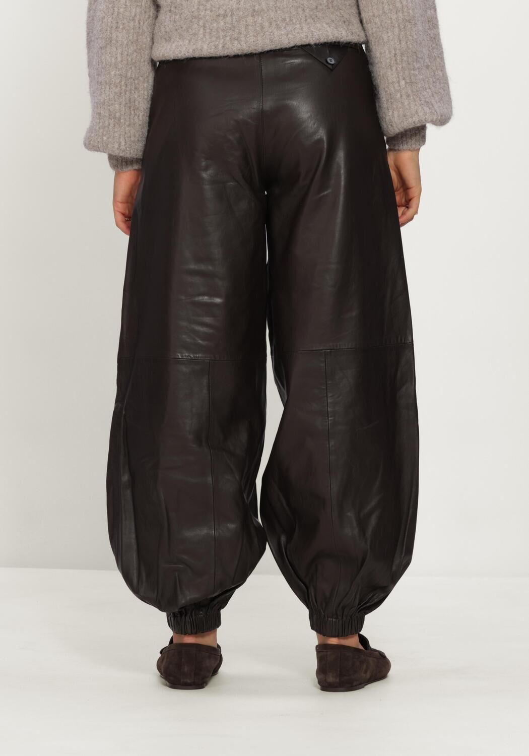 Braune HAUTE L'AMITI&Eacute; Weite Hose JASMIN LEATHER HAREM PANT - large