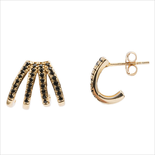 Goldfarbene ATLITW STUDIO Ohrringe BLISS EARRINGS 4 SPLIT BLACK O - large