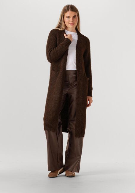 Braune OBJECT Weite Hose OBJMELBA LISA WIDE COATED PANT - large