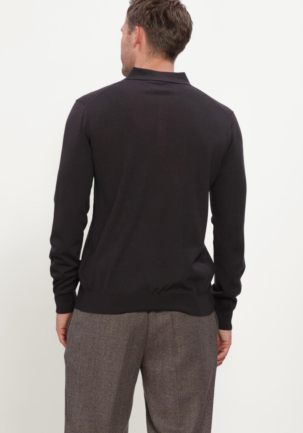 Braune STEFANO LAURAN Pullover POLO BUTTON MERINO - large