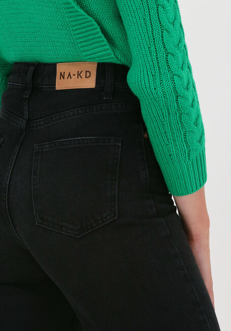 Schwarze NA-KD Straight leg jeans STRAIGHT HIGH WAIST RAW HEM JE - large