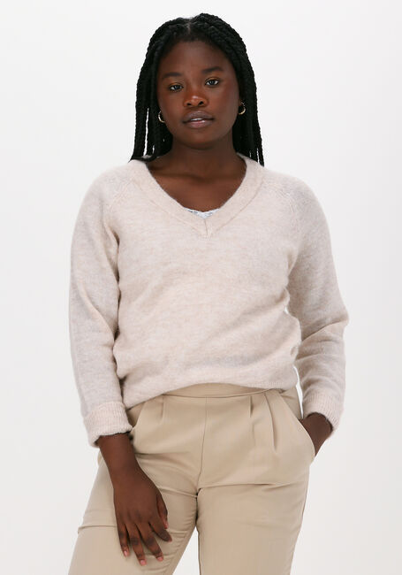 Beige SELECTED FEMME Pullover LULU LS KNIT V-NECK B - large