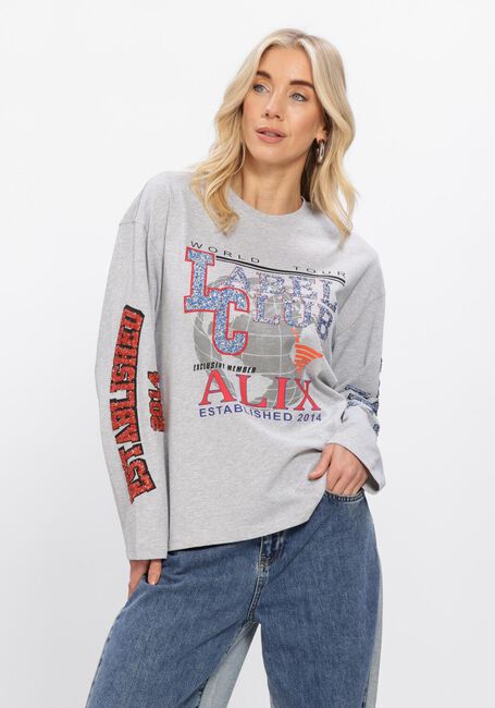 Hellgrau ALIX THE LABEL Top LADIES KNITTED FANCY PRINT LONGSLEEVE T-SHIRT - large