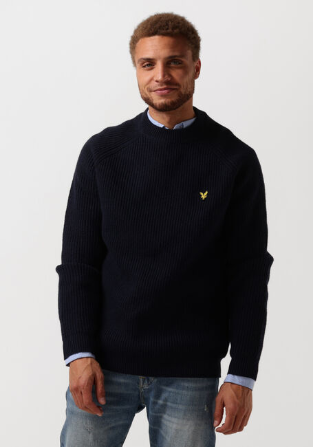 Blaue LYLE & SCOTT Pullover SHAKER STITCH MOCK NECK JUMPER - large