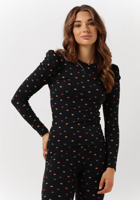 Schwarze COLOURFUL REBEL Top JOSS LIPS PEACHED GATHERED TOP - large