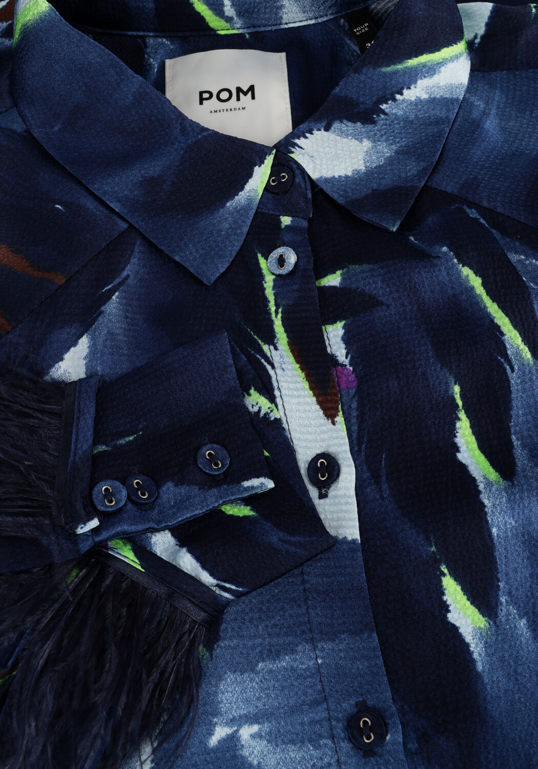 Blaue POM AMSTERDAM Midikleid JADA FEATHERS BLUE - large