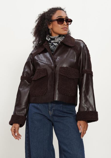 Braune Y.A.S. Lederjack YASFILIA LS JACKET - large