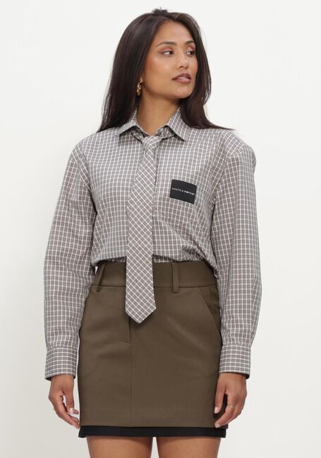 Beige HAUTE L'AMITI&Eacute; Tops & T-shirts CHESS TIE SHIRT - large