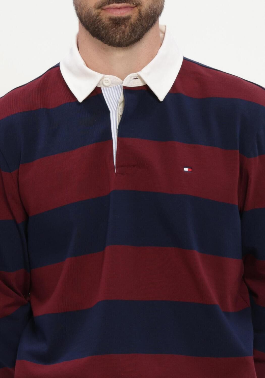 Dunkelblau TOMMY HILFIGER Sportpullover ESSENTIAL STRIPE RUGBY - large