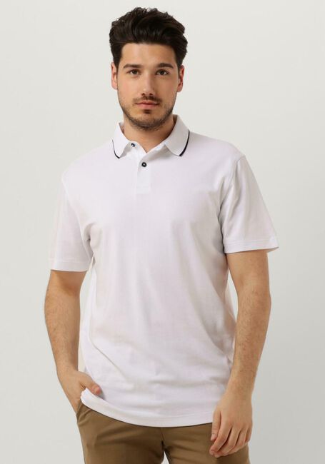 Weiße SELECTED HOMME Polo-Shirt SLHLEROY COOLMAX SS POLO B - large