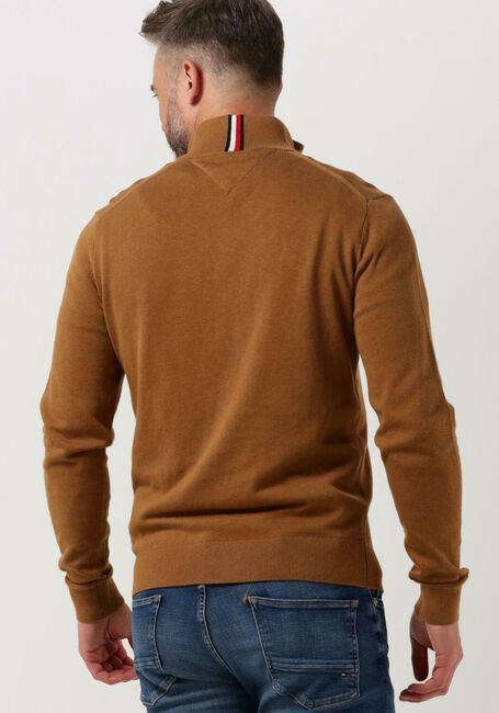 Camelfarbene TOMMY HILFIGER Pullover PIMA ORG CTN CASHMERE ZIP MOCK - large