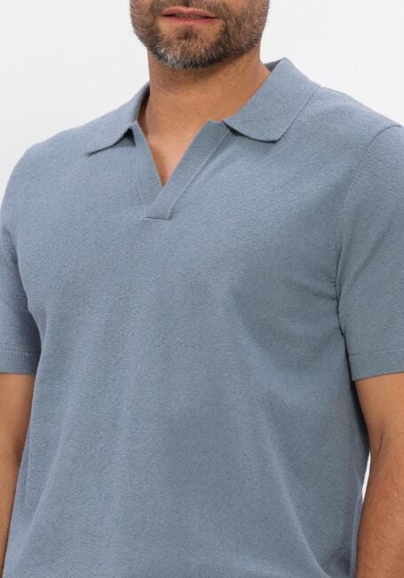 Blaue PROFUOMO Polo-Shirt POLO OPEN COLLAR COTTON CREPE - large