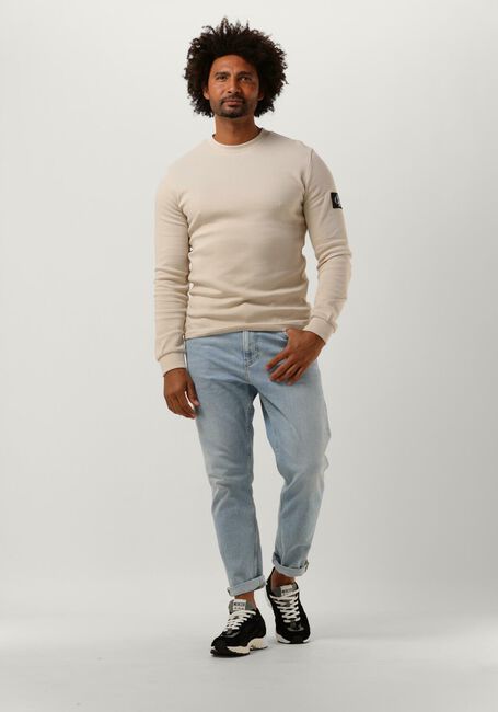 Beige CALVIN KLEIN Sweatshirt MONOLOGO BADGE WAFFLE LS TEE - large
