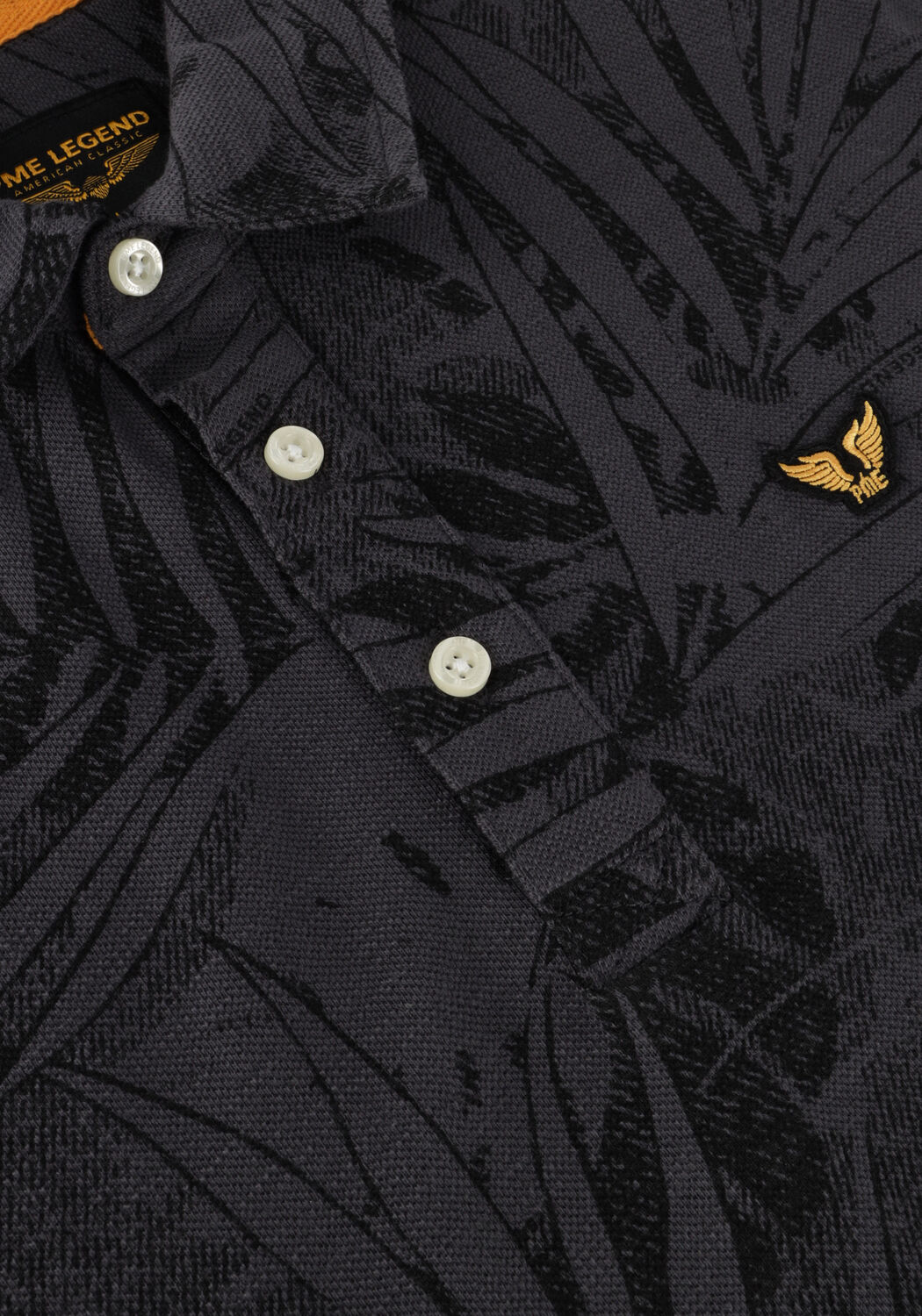 Dunkelgrau PME LEGEND Polo-Shirt SHORT SLEEVE POLO PIQUE MELANGE AOP - large