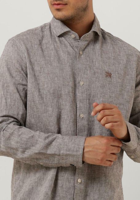 Braune VANGUARD Casual-Oberhemd LONG SLEEVE SHIRT LINEN COTTON BLEND 2 TONE - large