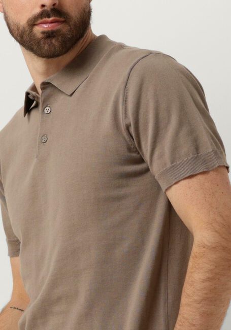 Taupe PURE PATH Polo-Shirt KNIT POLO WITH CHESTPRINT - large