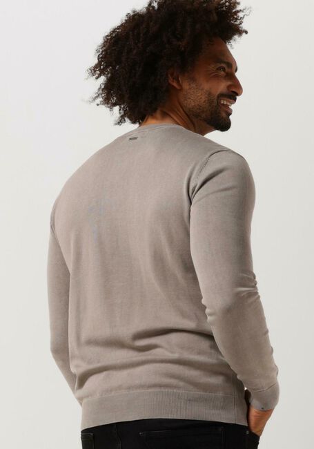 Taupe PUREWHITE Pullover CREWNECK KNIT WITH COTTON TWILL LABEL ON CHEST - large