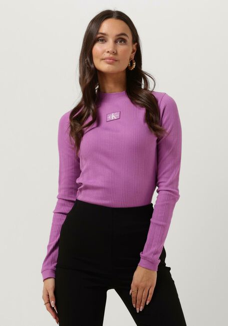 Lila CALVIN KLEIN Tops & T-shirts BADGE RIB LONG SLEEVE - large