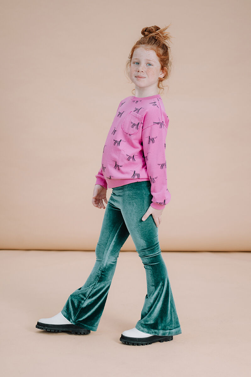 Gr&uuml;ne SPROET & SPROUT Schlaghose FLARE PANTS VELVET - large