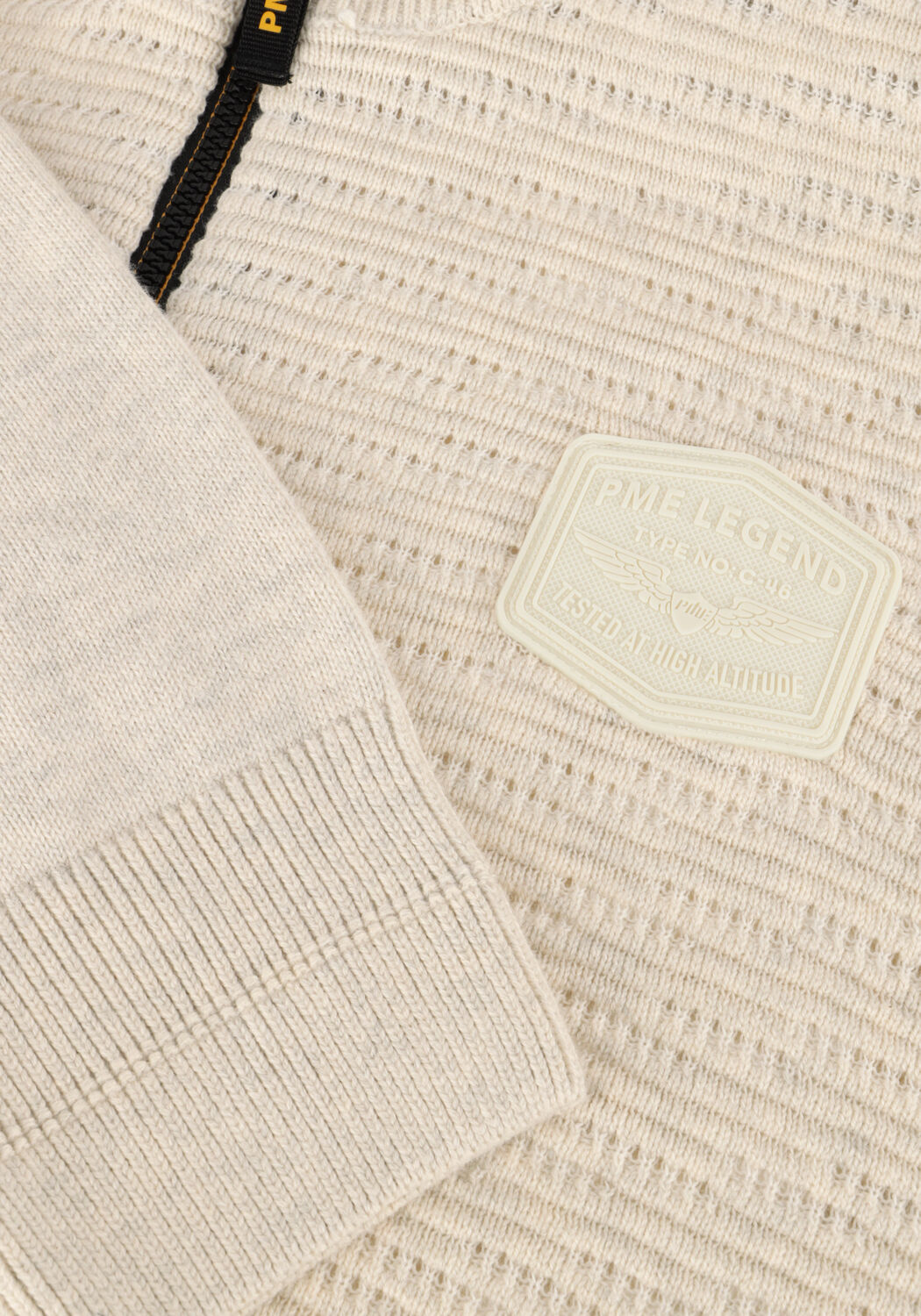 Ecru PME LEGEND Strickjacke ZIP JACKET STRUCTURE COTTON - large