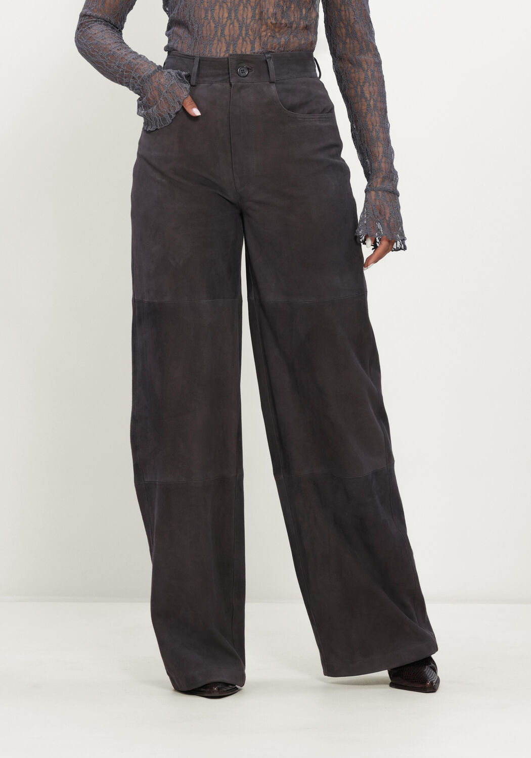 Dunkelgrau IBANA Weite Hose PHINOU SUEDE - large