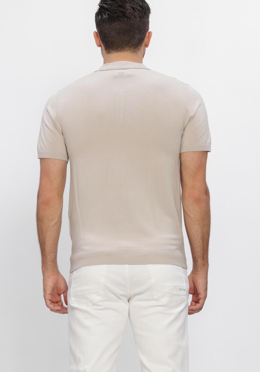 Beige PURE PATH Polo-Shirt ZIP KNITTED POLO - large