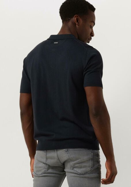 Dunkelblau PURE PATH Polo-Shirt KNITTED SHOTSLEEVE POLO HALF ZIP WITH CHEST EMBROIDERY - large