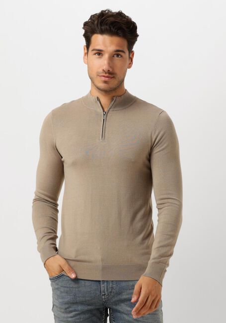 Taupe PURE PATH Pullover ESSENTIAL KNITWEAR HALFZIP SWEATER - large
