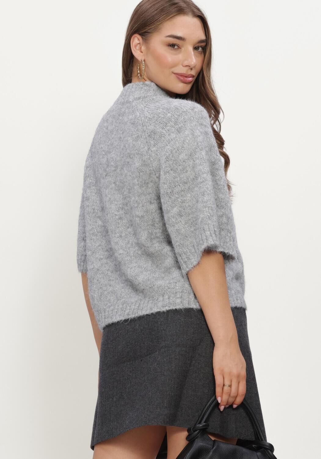 Graue NEO NOIR Strickjacke BENUTA FLUFFY KNIT CARDIGAN - large