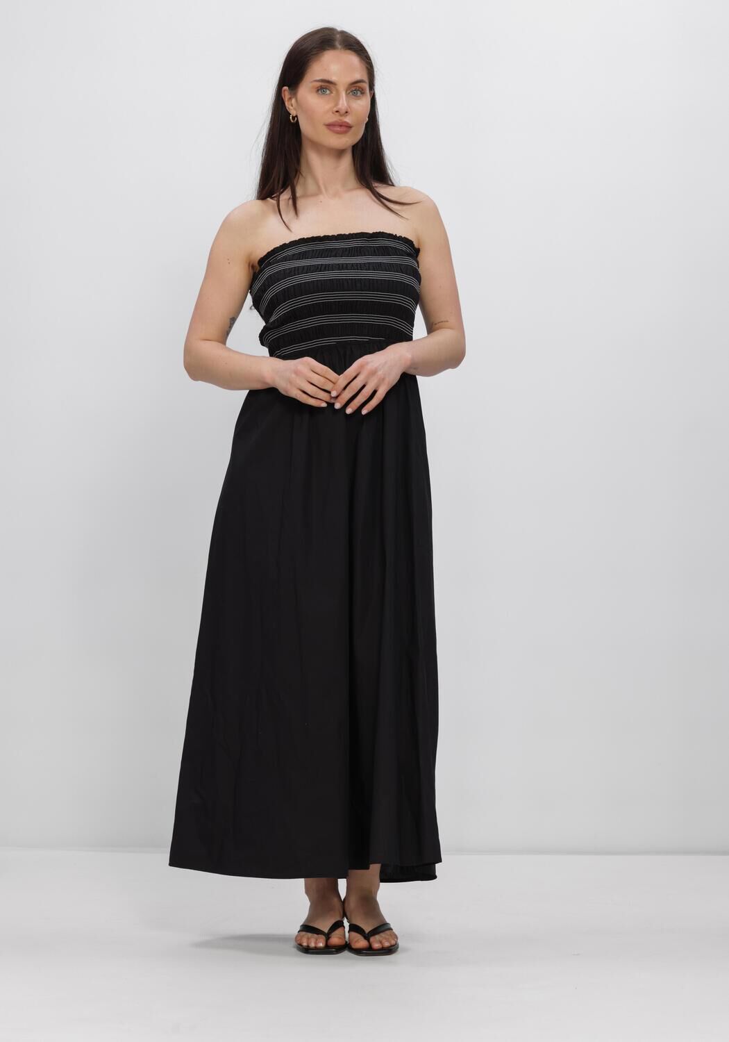 Schwarze OBJECT Midikleid OBJELLY HOPE S/L RE SMOCK MIDI DRESS - large