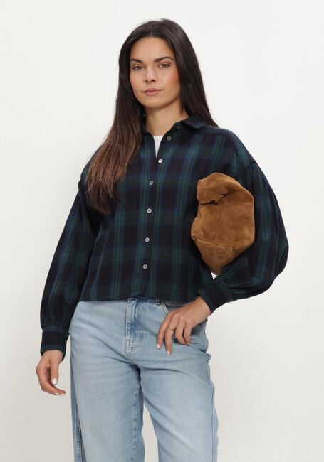 Dunkelblau BY-BAR Blusen SARAH SHORT GREEN CHECK BLOUSE - large
