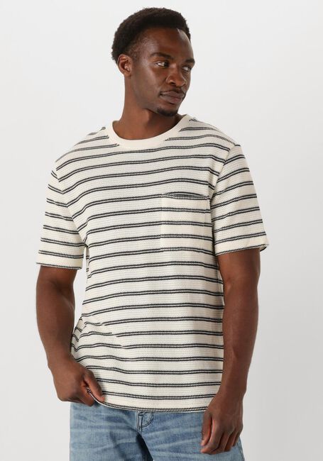 Ecru ANERKJENDT T-shirt AKKIKI JACQ STRIPE TEE - large