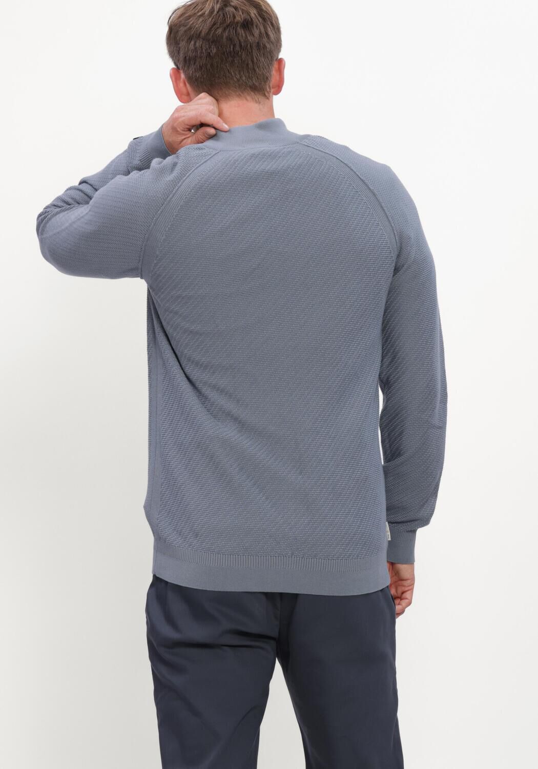 Blaue CAST IRON Pullover HALF ZIP COLLAR SLIM FIT COTTON EASE - large