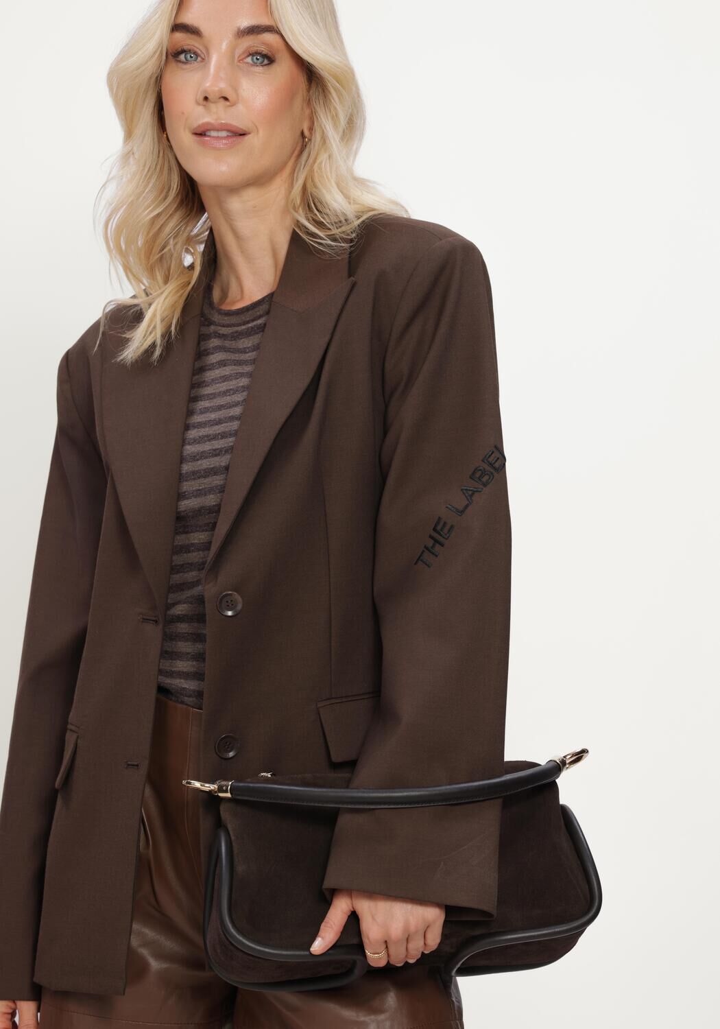 Braune ALIX THE LABEL Blazer LADIES WOVEN FITTED BLAZER - large