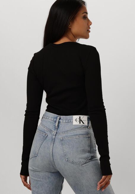Schwarze CALVIN KLEIN Tops & T-shirts WOVEN LABEL RIB LONG SLEEVE - large