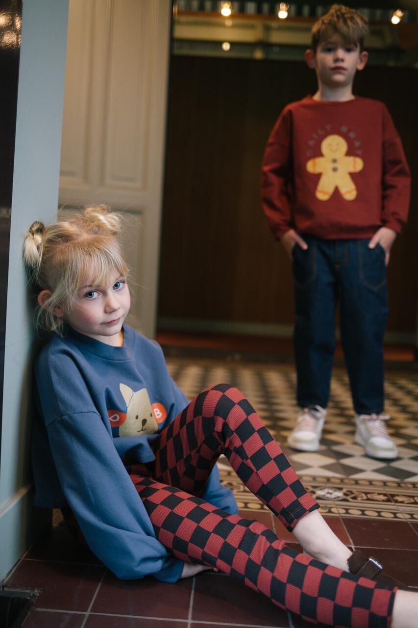 Rote DAILY BRAT Jogginghose CHEERY CHECKED PANTS BROWN - large