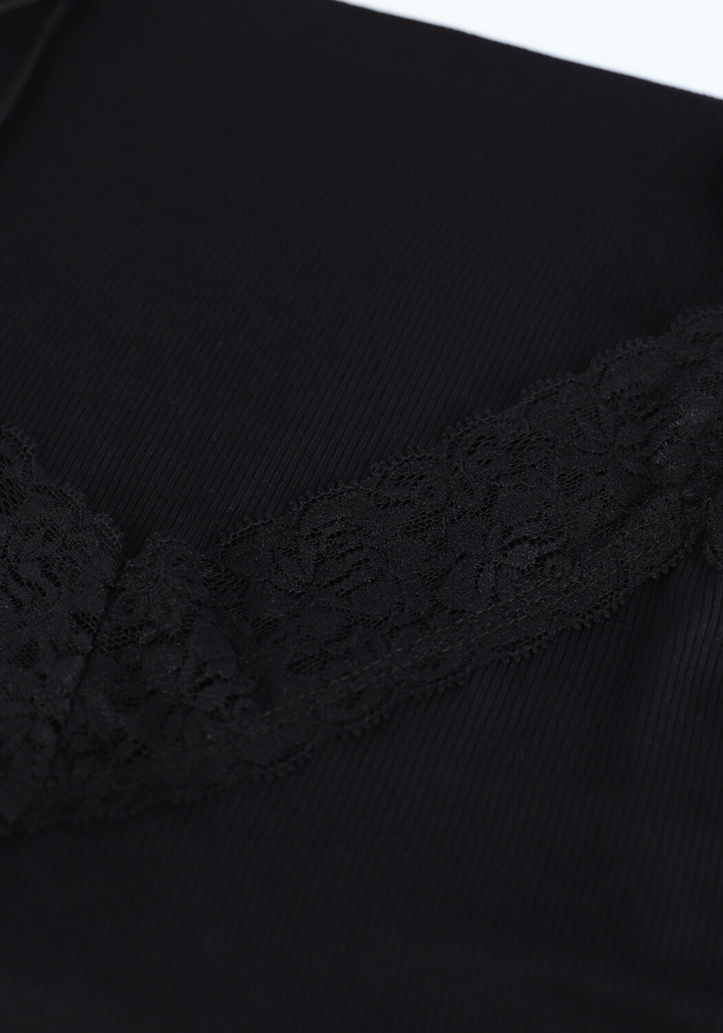 Schwarze SELECTED WOMEN Top SLFMIO RIB LACE SINGLET B - NO - large