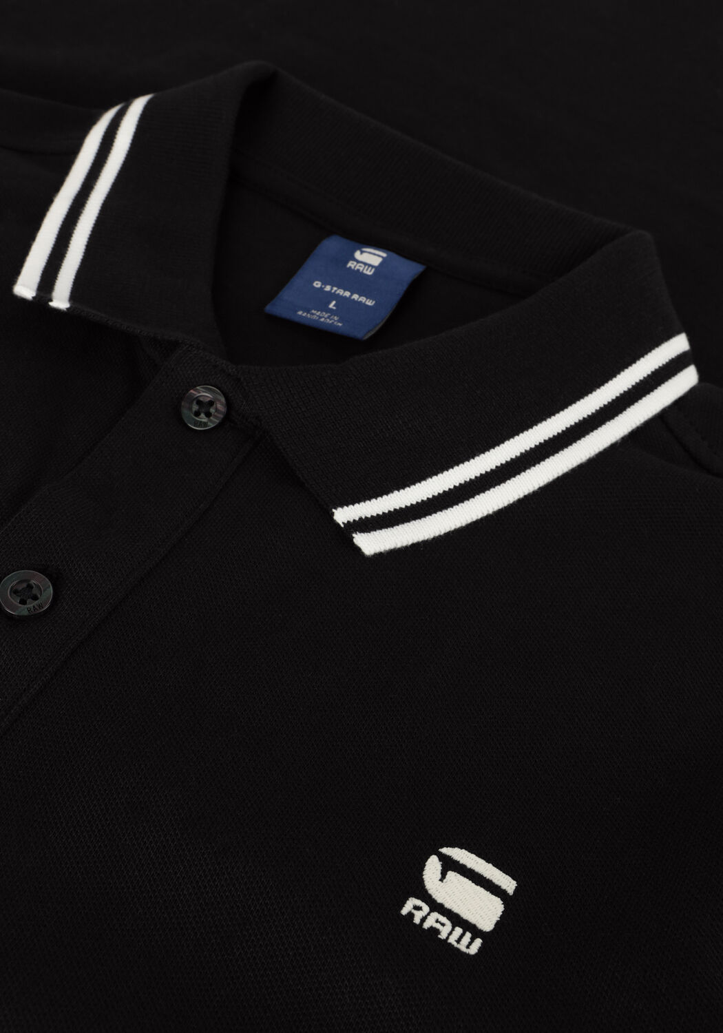 Schwarze G-STAR RAW Polo-Shirt DUNDA SLIM STRIPE POLO S/S - large