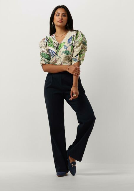 Sand JANSEN AMSTERDAM Top WB180 PRINTED WRINKEL DETAIL SHORT SLEEVE TOP - large