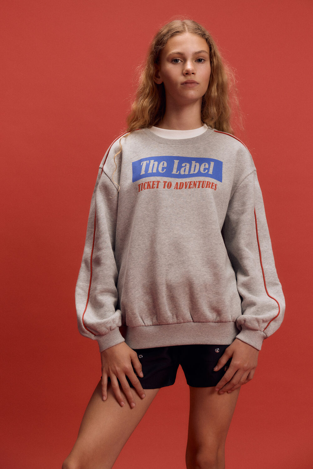 Graue ALIX MINI Pullover KNITTED TEXT PRINT SWEATER - large