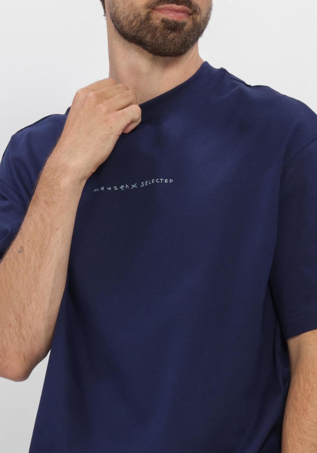Blaue SELECTED MEN T-shirt SLHRELAXNORMAN LICENSE SS TEE - large