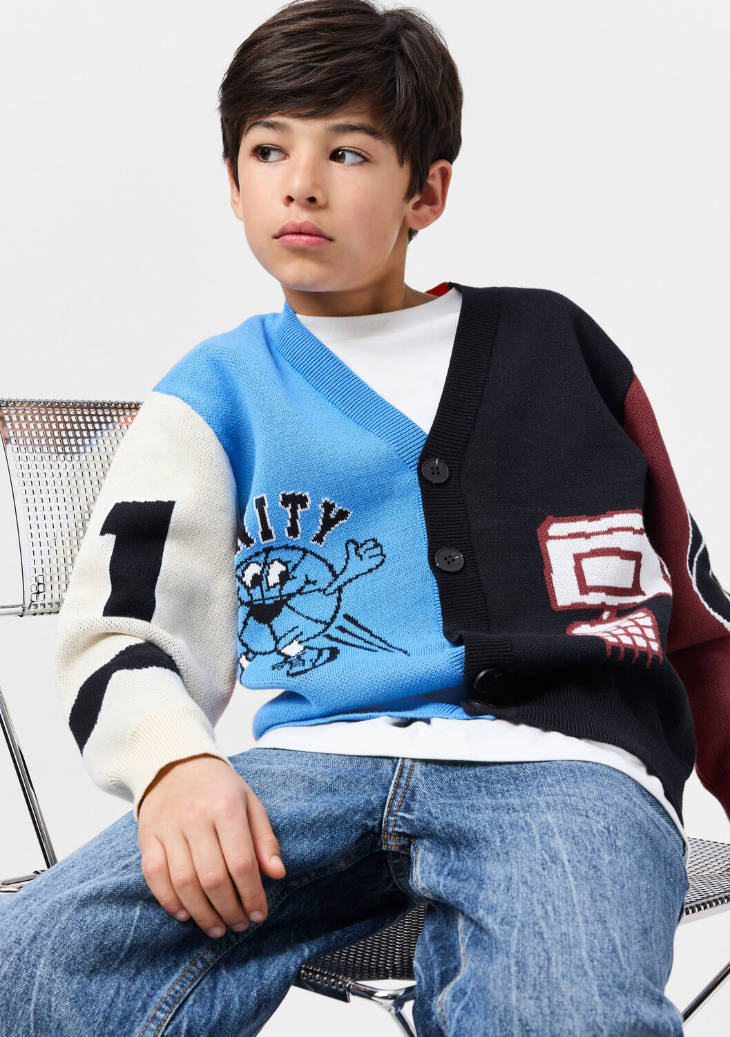 Mehrfarbige/Bunte MOLO Strickjacke BURT - large